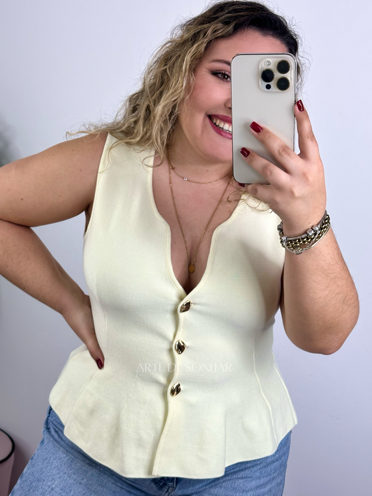 Colete evasê amarelo