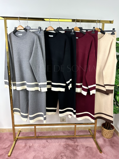 Conjunto de malha com riscas