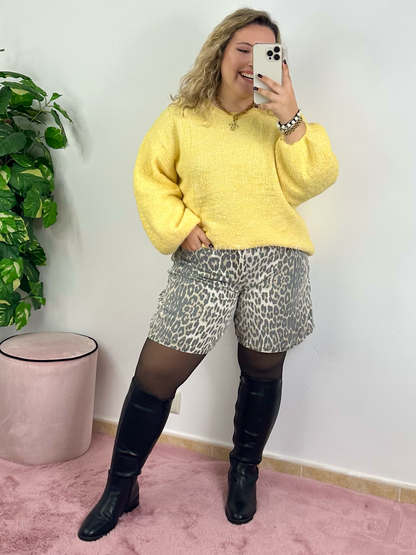 Camisola de malha amarela oversize