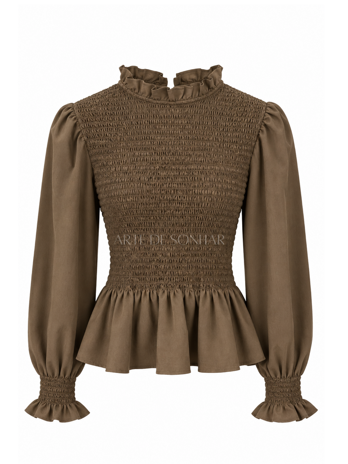Blusa com franzido castanha