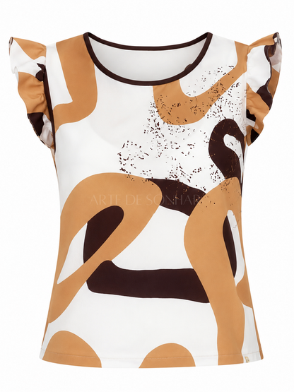 Blusa com ondas vinho e camel