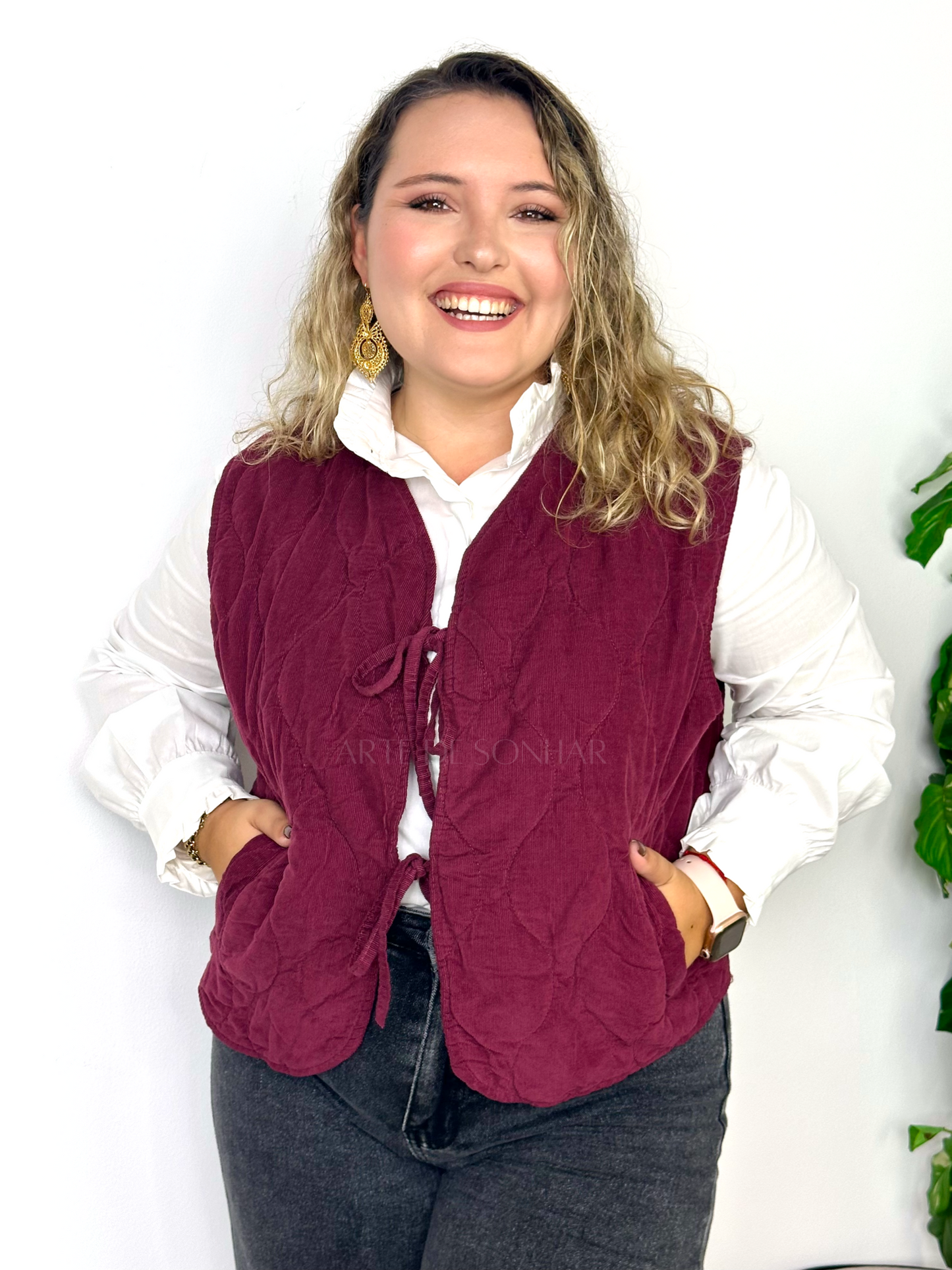 Colete de bombazine bordeaux