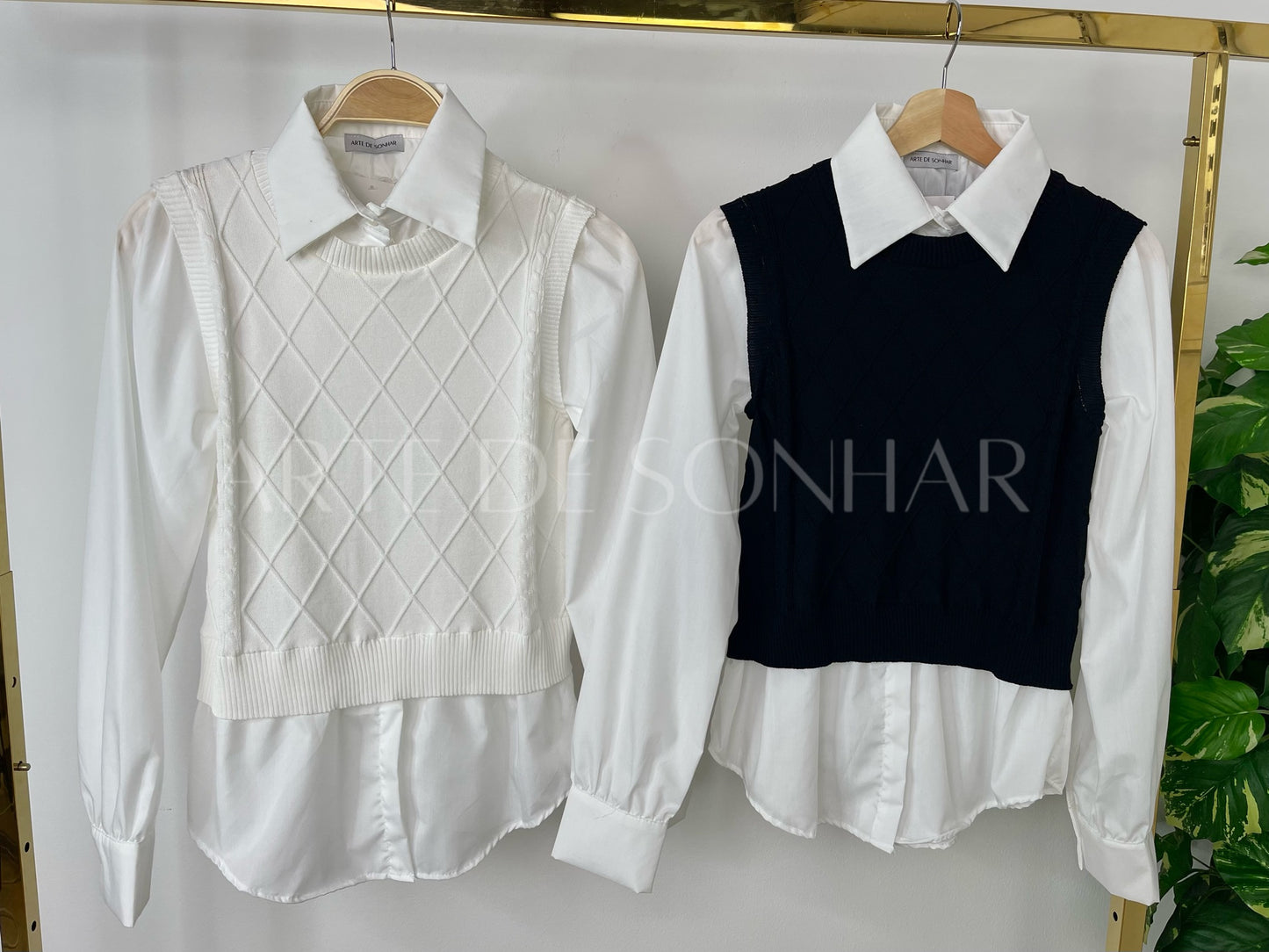 Blusa com efeito colete