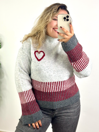 Camisola cinza e bordeaux