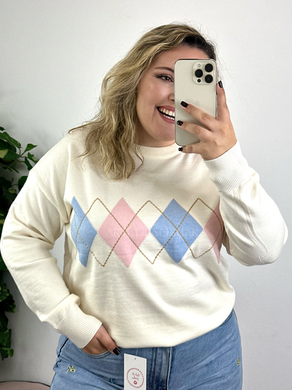 Camisola dos losangos bege
