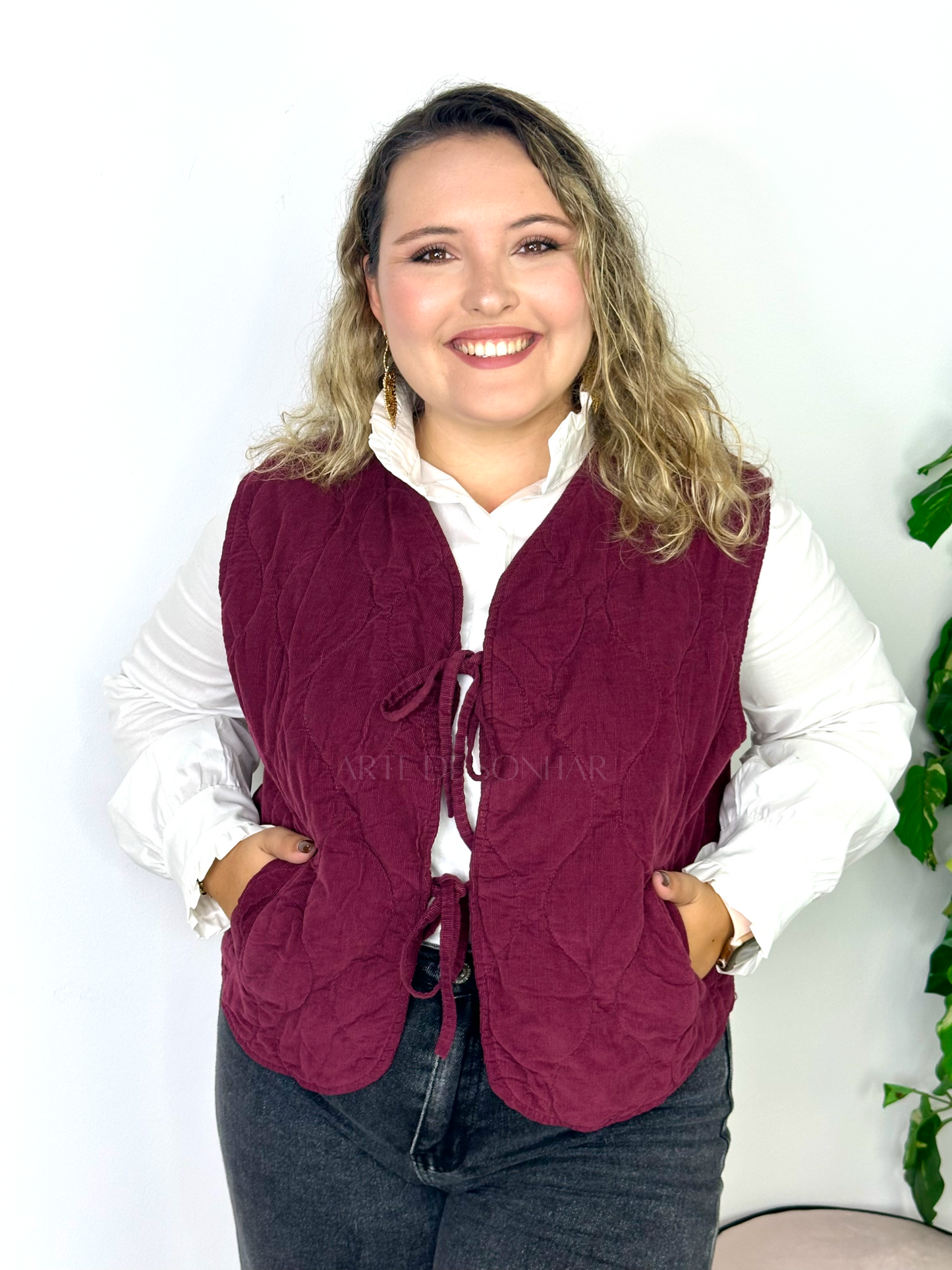 Colete de bombazine bordeaux