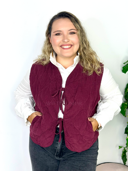 Colete de bombazine bordeaux