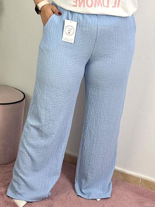 Calças texturizadas azul