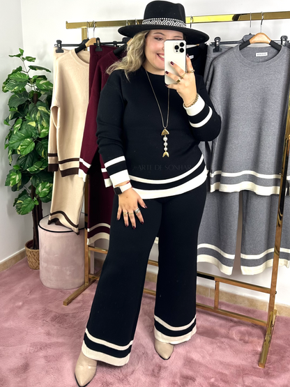 Conjunto de malha com riscas