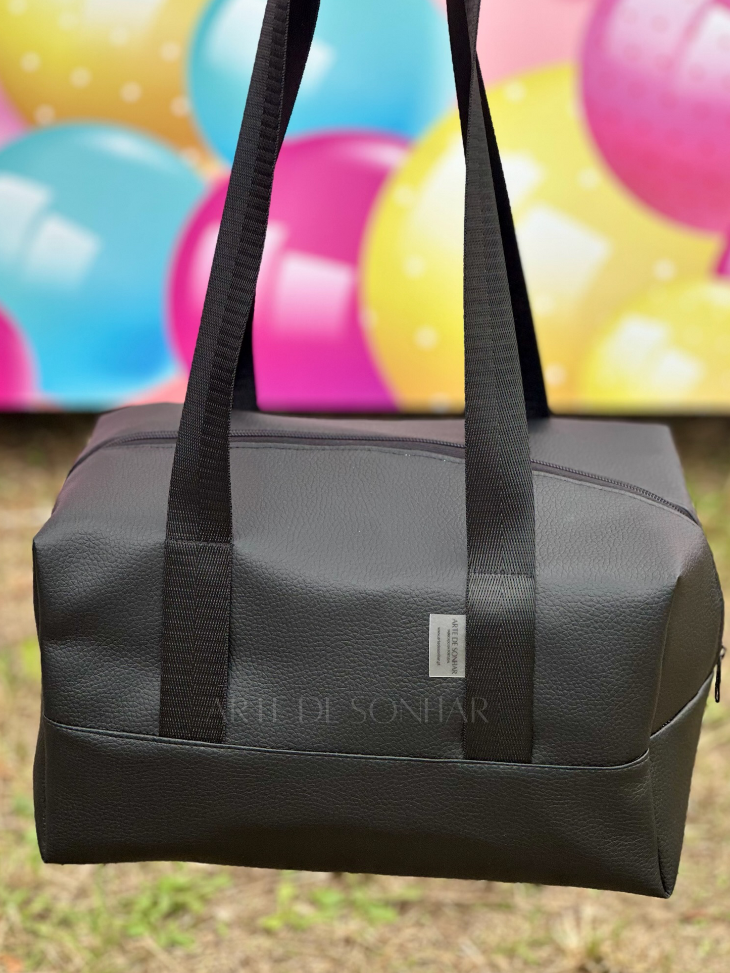 Lancheira térmica de Napa Preta tamanho L