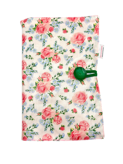 Capa de livro com flores rosa e azul