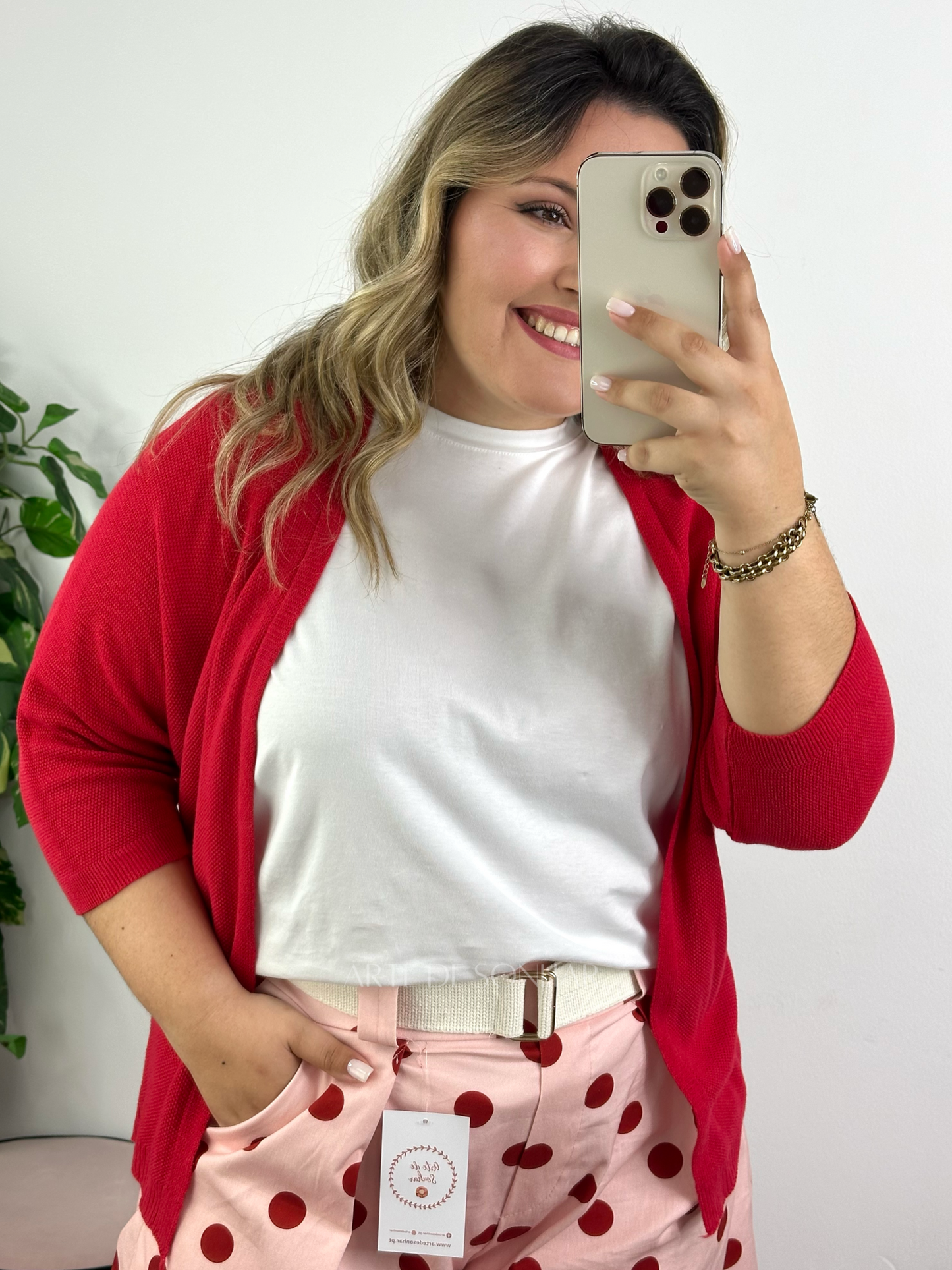 Casaco de malha vermelho