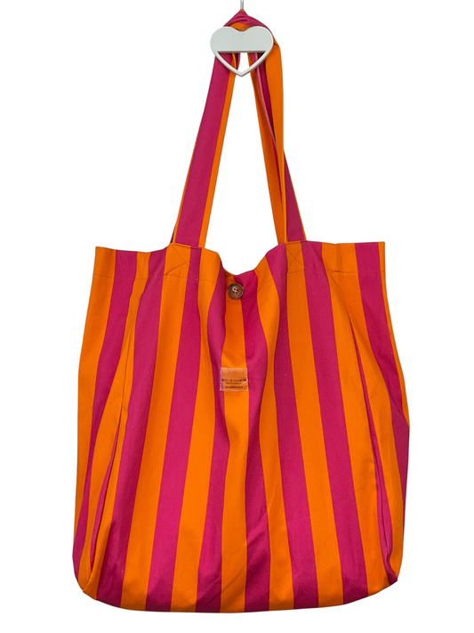Saco de riscas rosa e laranja