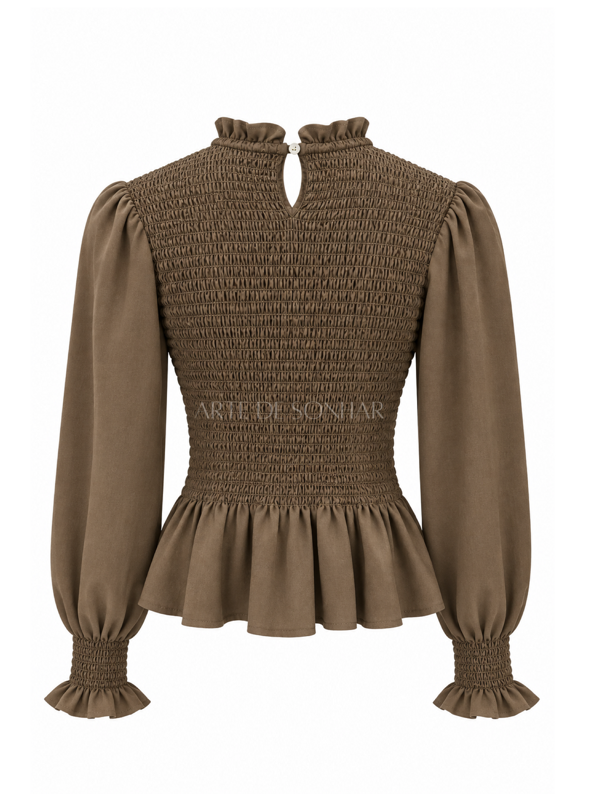 Blusa com franzido castanha