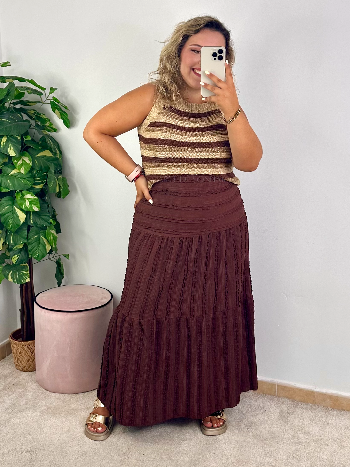 Saia Boho Castanha