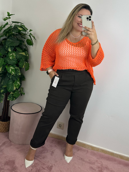 Camisola de rede laranja
