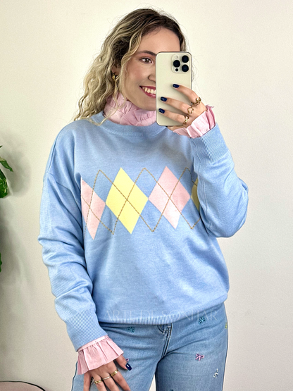 Camisola dos losangos azul