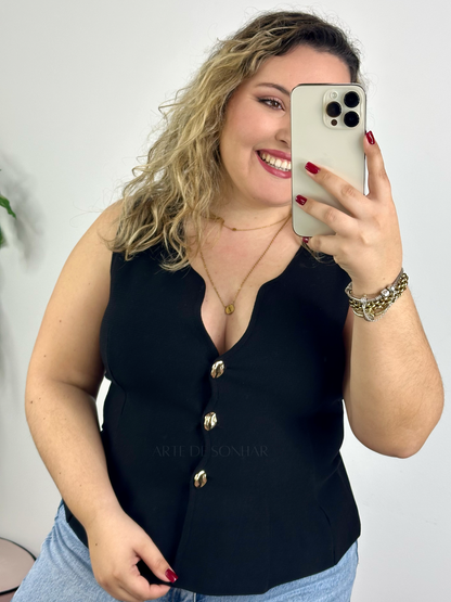 Colete evasê preto