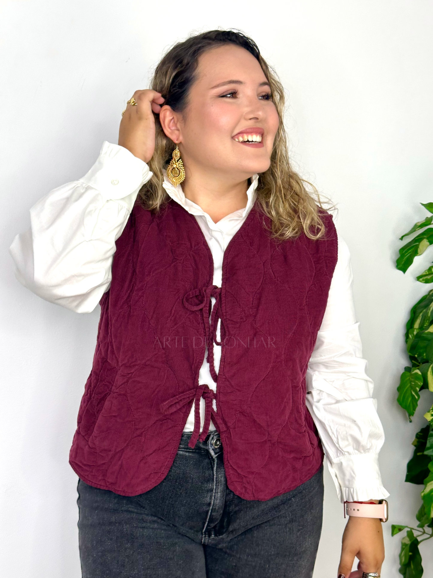 Colete de bombazine bordeaux