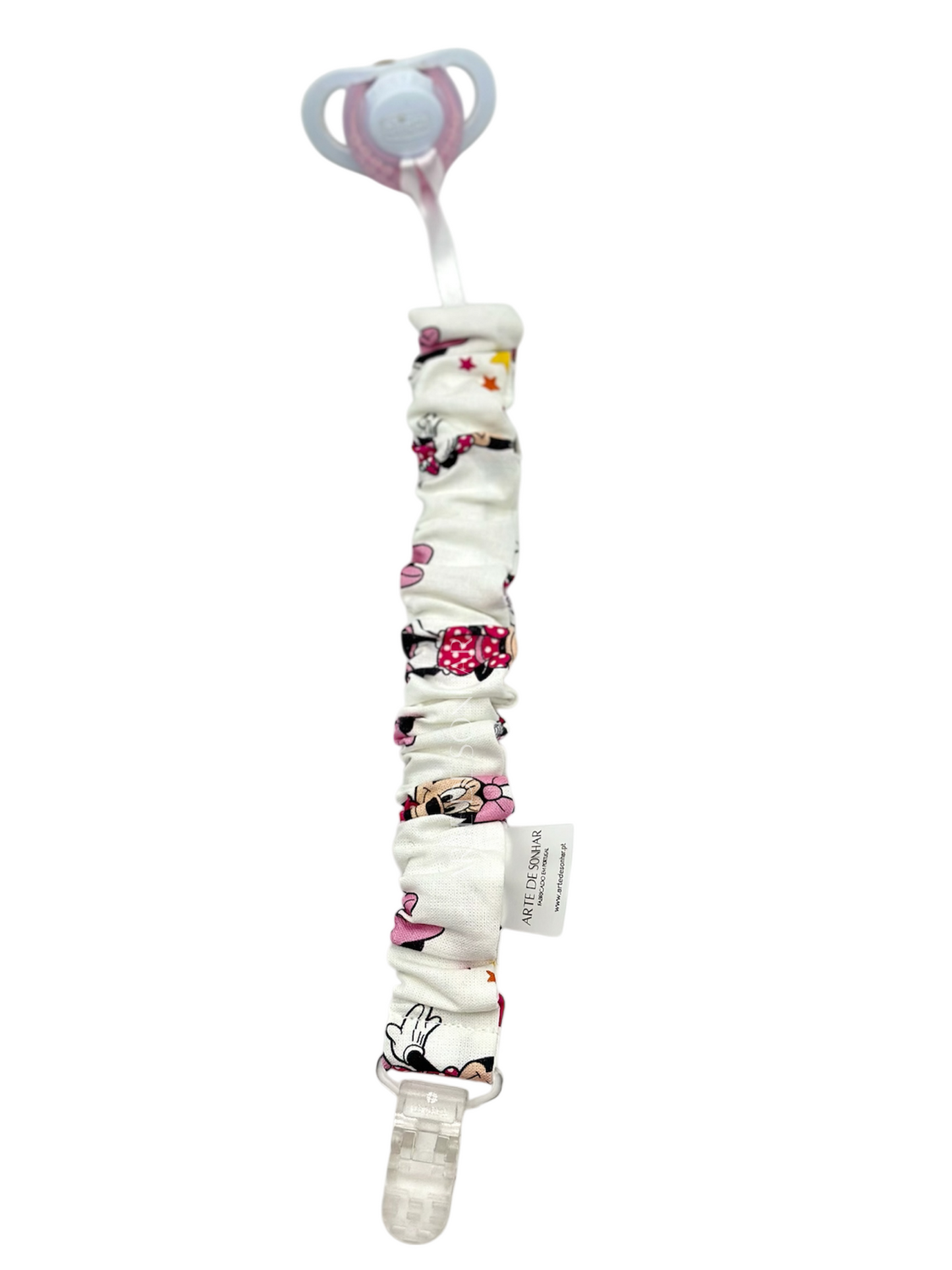 Prendedor de chucha da Minnie com peça transparente