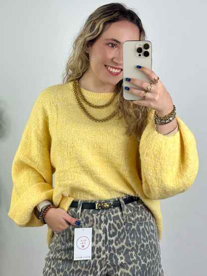 Camisola de malha amarela oversize