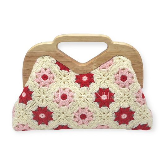 Mala das flores vermelho e rosa