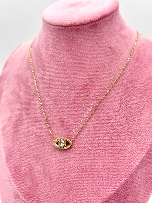Colar do olho turco dourado com brilhantes e cristal