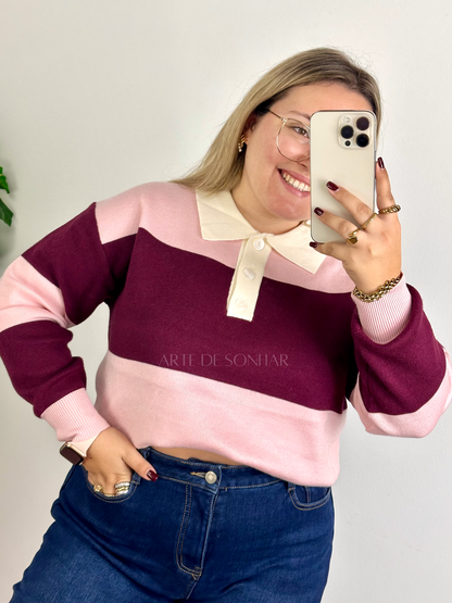 Polo rosa e bordeaux