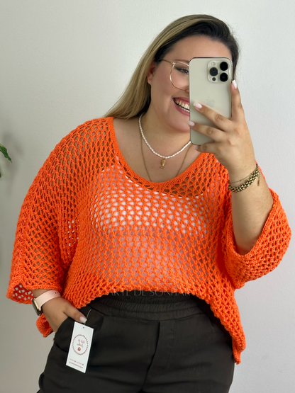 Camisola de rede laranja