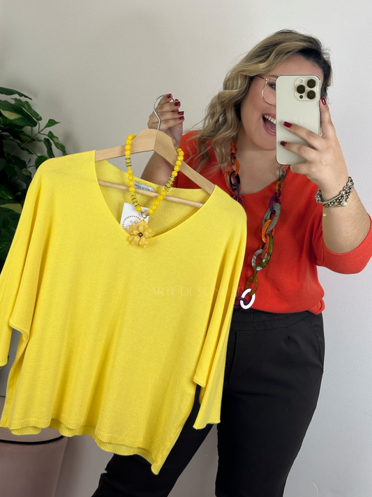 Camisola com manga a três quartos amarela