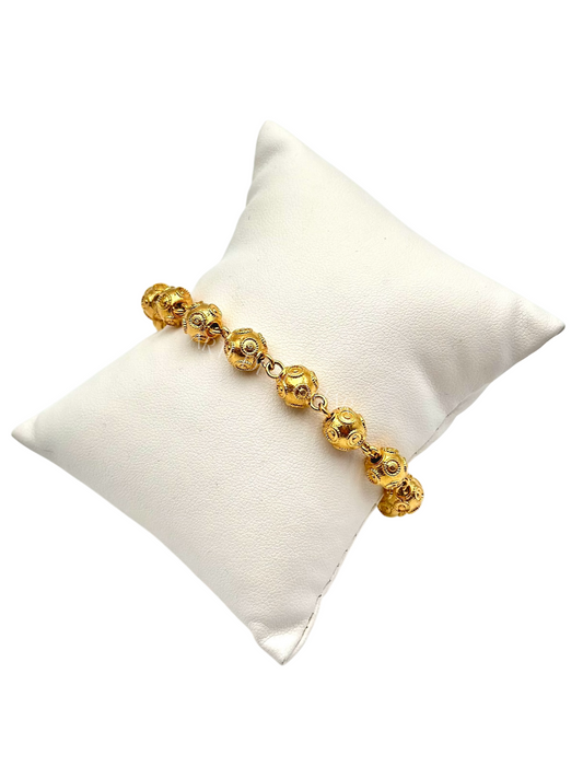 Pulseira contas de Viana douradas 8 mm