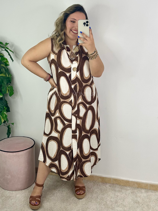 Vestido círculos castanhos