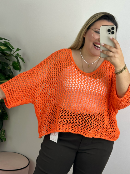 Camisola de rede laranja
