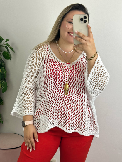 Camisola de rede branca