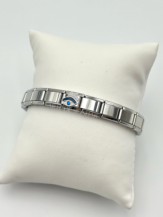 Pulseira Itália Prateada Olho