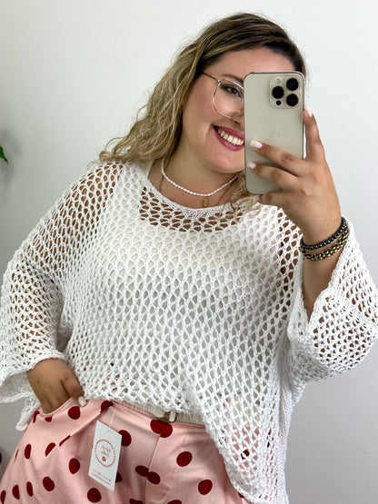 Camisola de rede branca
