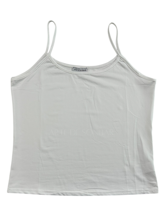 Top de licra branco com alças finas