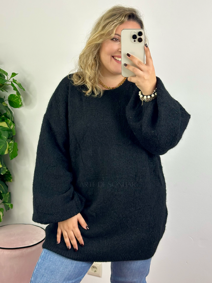 Camisola de malha preta oversize
