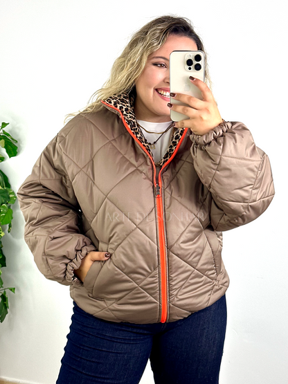 Kispo reversível taupe e tigresa