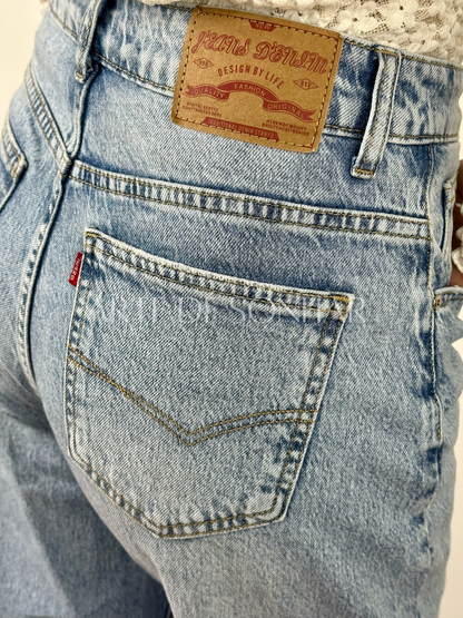 Calças balloon de ganga clara