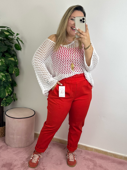 Camisola de rede branca