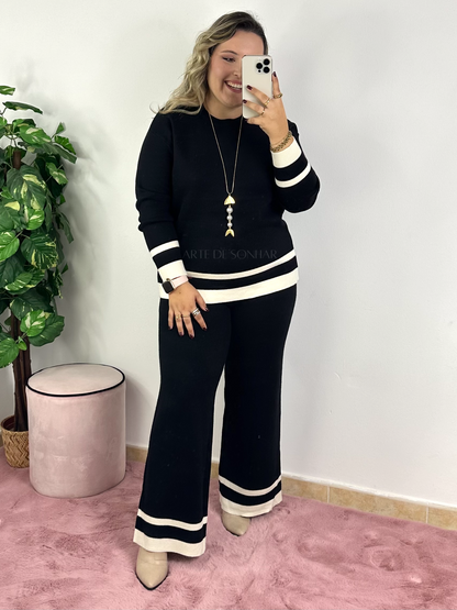 Conjunto de malha com riscas