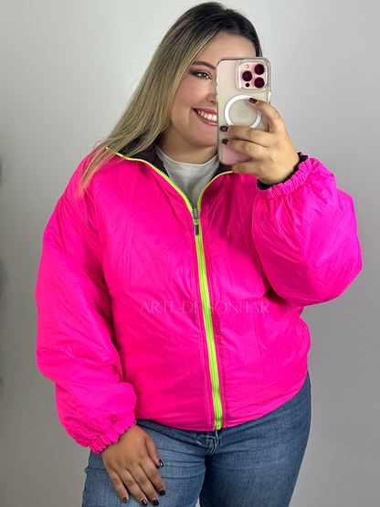 Kispo reversível castanho chocolate e rosa choque