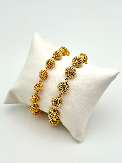 Pulseira com contas de Viana em filigrana 8 mm