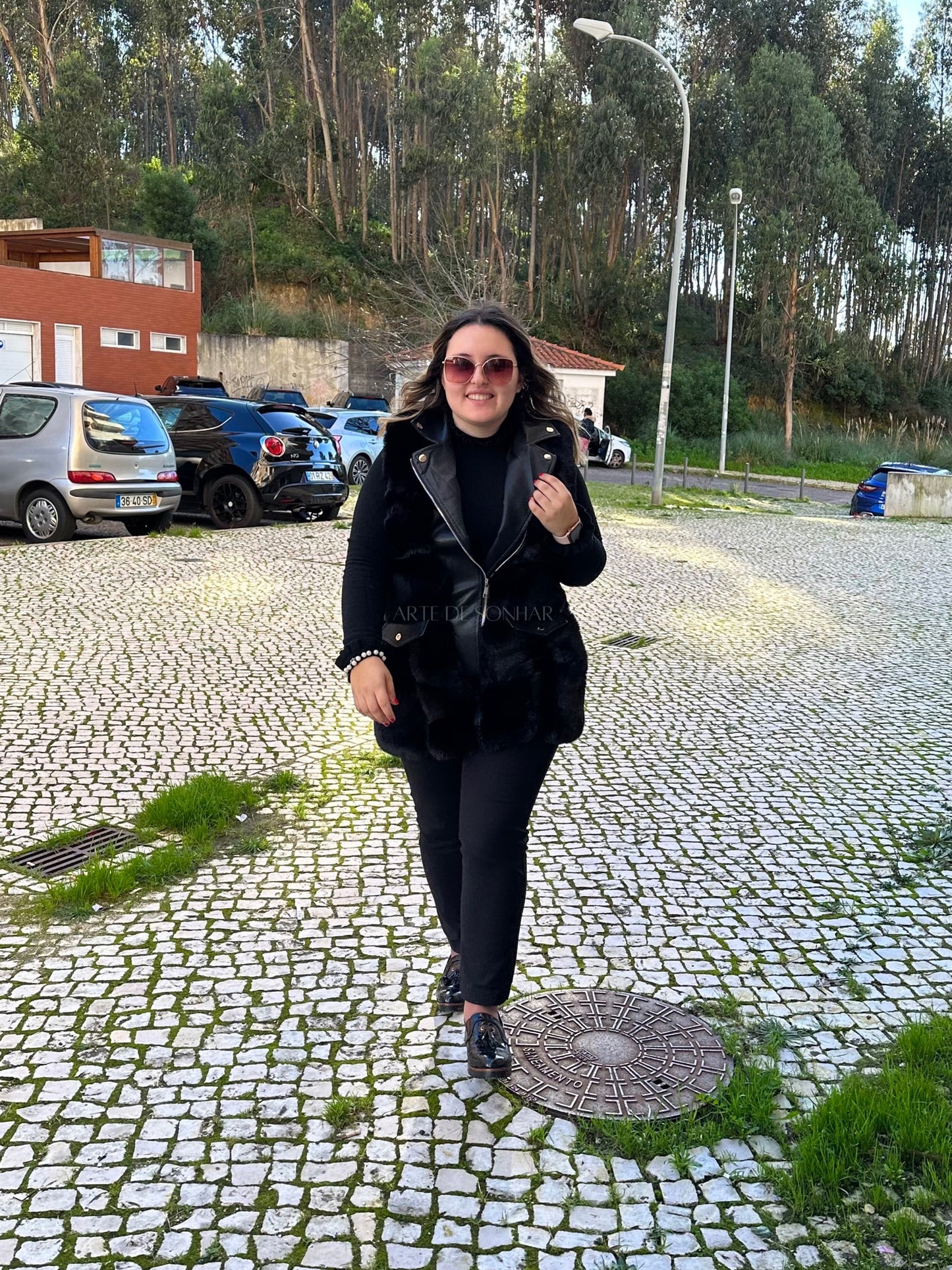 Colete de pelo e napa