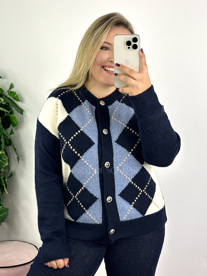 Casaco dos losangos azul