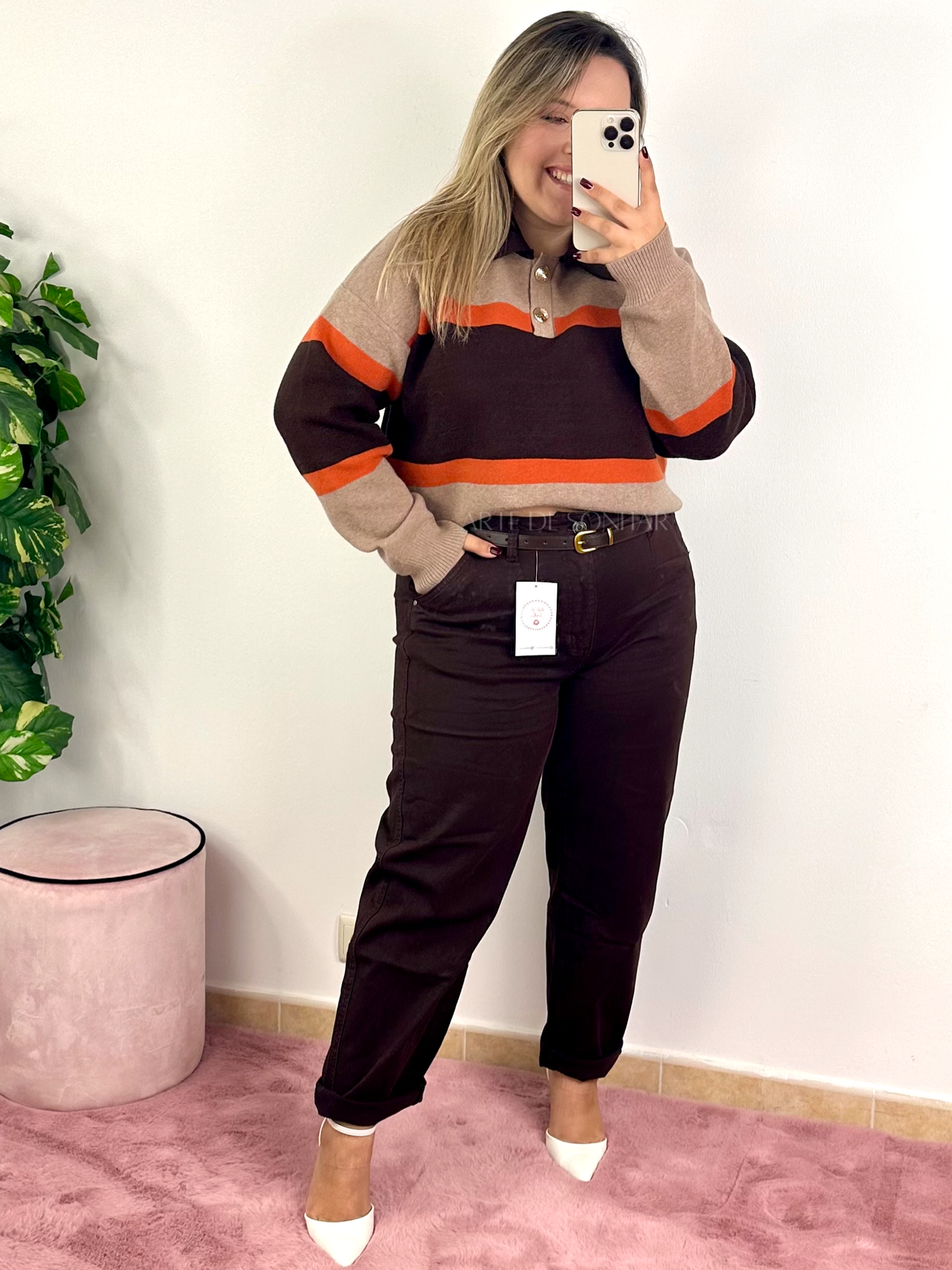 Calças balloon castanhas