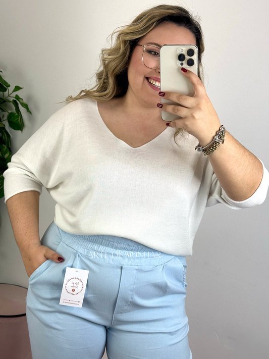 Camisola com manga a três quartos branca