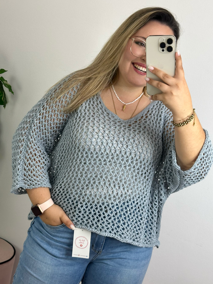 Camisola de rede cinza