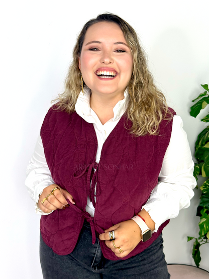 Colete de bombazine bordeaux